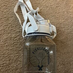 Clear Pickleball Water Bottle with White Strap